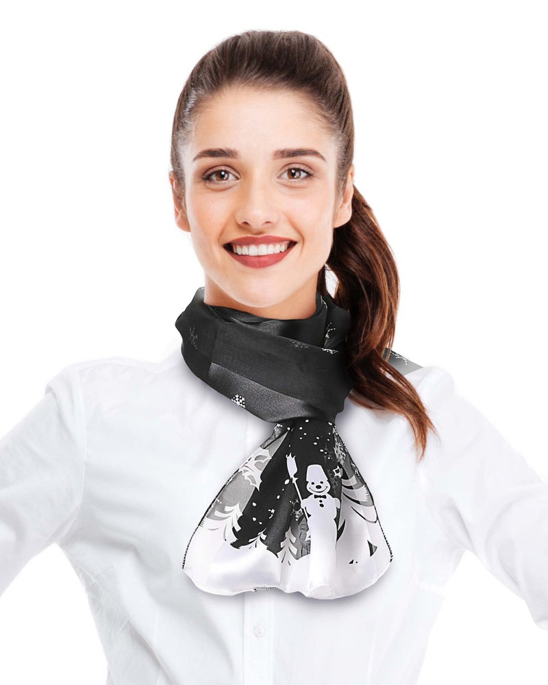 CBC Crown Christmas Theme Scarf, Christmas Scarf - Christmas Winter Day 13"x 60" Made In Korea (WINTER DAY-BLACK) - Image 3
